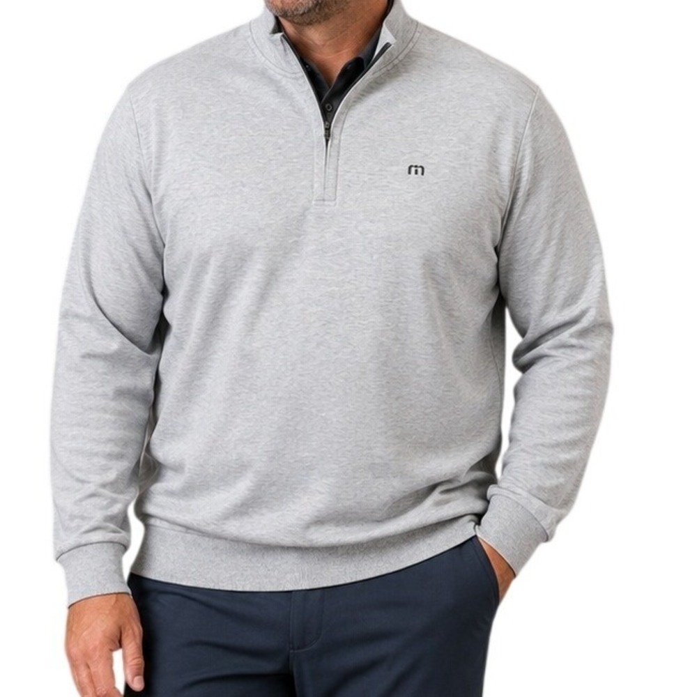 TravisMathew Heather Grey Quarter‎ Zip Pullover Golf Sweater Men's XXL